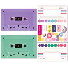 Lihoon 錄音盒日記 2p + 可拆卸貼紙套裝, 紫色+薄荷綠
