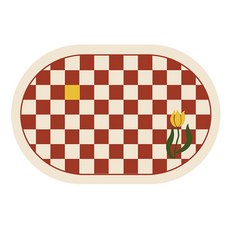 위더홈 컬러 플라워 체커보드 발매트, 레드