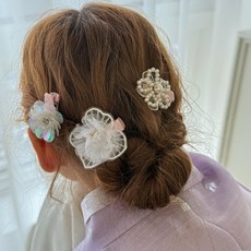 chenny bongbong 女童用百花宴韓服髮夾3件組