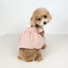 Grooming Dog 寵物花朵緹花梭織蕾絲洋裝, 1個, 粉紅色