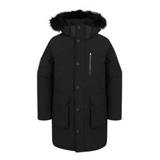 Castelbajac 男款可拆式毛邊連帽長版羽絨外套 BGAWDW208BK