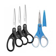 3M Scotch 3M 辦公室剪刀黑色 17.8 公分 3p + 優質牛皮紙專業剪刀 14.5 公分套裝, 藍色, 1組