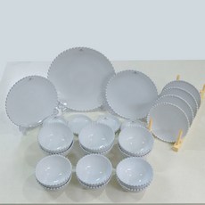 COSTA NOVA 白色珍珠餐具套組 6 C-23PCS 23p, 白色的, Air 6p + Guk Air 6p + Mini Chowder 4p + Plate Small 4p + Medium 2p + Large