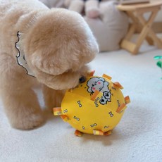 MAAH 狗狗鈴鐺聲拉扯球玩具, 黃色, 1個