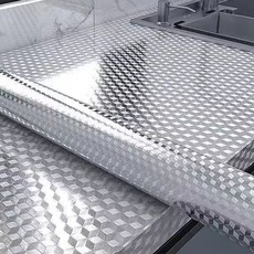 加長款廚房鋁箔壁貼 銀色方塊, 1個