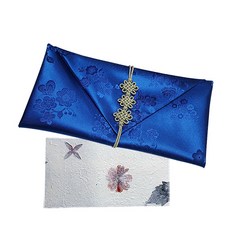 袋型繩結包巾零用錢信封 + 壓花韓紙信封 隨機出貨, 藍色, 1套