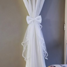 蕾絲荷葉邊緞帶窗簾綁帶 20 x 60 x 100 cm, 白色 單入, 1個