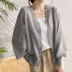 MMMII 女款輕薄透視V領長袖開襟衫 YY412
