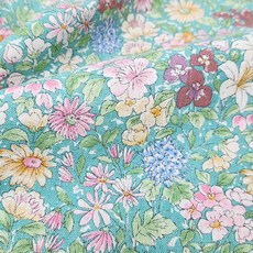 르우홈 패브릭 원단 대폭 린넨코튼 플라워카페, 그린, 1개