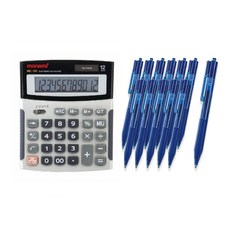 모나미 계산기 MC-101 + 볼펜 FX153 0.7mm 12p, 블루, 1개