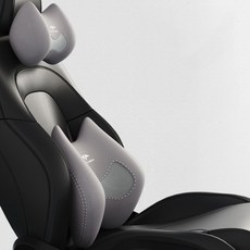 Ez2mk MS-20 四季透氣車用記憶棉頸枕 + 腰靠套組, 1套, 灰色