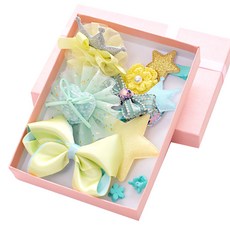 DRESS-HOUSE 黃色系兒童髮夾 10入組 硬盒包裝設計, 約2~7cm(髮夾3~5cm), 款式隨機