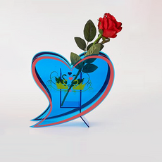 塔尼家 裝飾壓克力花瓶 ZSP040, 愛心 藍色