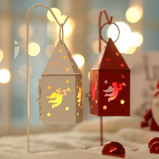 快樂村聖誕裝飾配件天使燭台 2 件套, 白色+紅色, 27公分