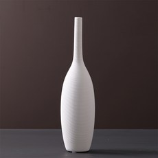 마쉬매리골드 줄무늬 오브제 세라믹 화병 G, 화이트
