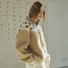 yuppe 花朵刷毛拉鍊外套