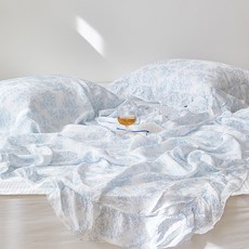 마틸라 냉감 풍기인견 여름산책 프릴 홑이불, 프렌치블루