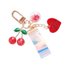 manhaengshop Heart Cherry Aurora 透明球 AirPods 鑰匙圈, 紅色, 單品