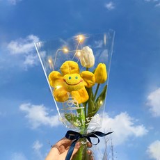 EPLYN 可隨心書寫的手寫字花束 + 白色筆 + LED燈泡組, 黃色, 1個