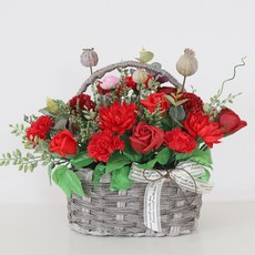 新款大愛康乃馨香皂花籃, 紅色, 1個