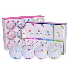 Goker 雛菊印花球 遠距用超高反彈非認證高爾夫球 正品3層球 4款 x 3入組, 混色, 1盒
