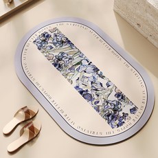 위더홈 감성 유화 논슬립 매트, 블루