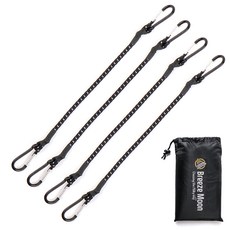 Breeze Moon 鉤環型彈力繩 4入 + 收納袋套組, 混合色