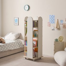 마마룸 동그리 회전책장 바퀴형 고객직접설치, 크림화이트, 4단