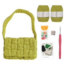 Yarna 餅乾型針織包DIY套組, 06黃綠色（針織線），隨機發貨（單環）, 1組