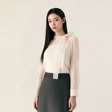 Roem 女款透視蝴蝶結領帶襯衫