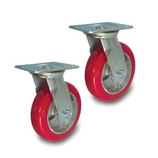 MASTER. S 工業用運輸設備腳輪 中等負重 紅色 150mm 鋁盤 平面旋轉 S DS 3060 PUA(R)-S, 2個