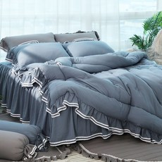 Ryu Geum-sook 兩線絲質護理褶邊被子套裝