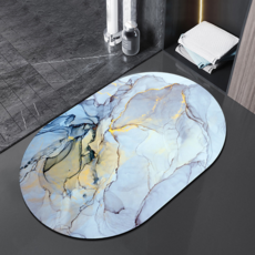 Total Care 高級北歐紮染大理石紋設計感橢圓形地墊 設計2, 混色, 1個