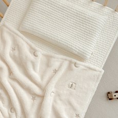 my little daisy 嬰幼兒刺繡超細纖維被毯, 自然象牙白 星光刺繡