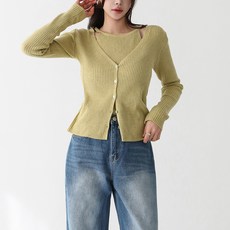 Pipin 女款繞頸無袖背心 + V領開襟衫套組 22679