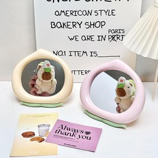 Mirnoa 軟綿綿水蜜桃迷你擺飾桌鏡 2件組 MMM3462, 黃色, 粉紅色