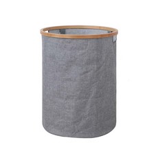 竹子圓形洗衣籃 長, 灰色的, 1個