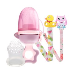 Yecomam 榨汁奶嘴+奶嘴芯+綁繩 2入 隨機送, 粉色, 1組