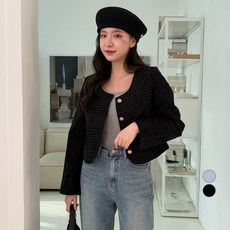 베러스윗 여성용 유넥 무지 트위드 자켓