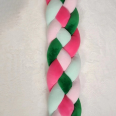 Happy Mine 柔軟溫暖麻花捲床圍 1m, 粉紅色 + 綠色 + 淺薄荷綠 + 淺粉色