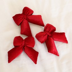 絲絨蝴蝶結聖誕樹裝飾品, 紅色, 迷你(12 x 16 cm), 3個