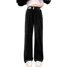 Misopapa 女童雙鈕扣燈芯絨修身寬褲