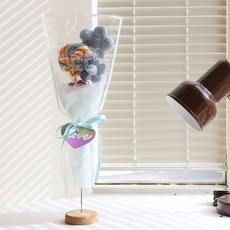 아스파시아 러블리 양모 데이지 롤리팝 꽃다발, 블루