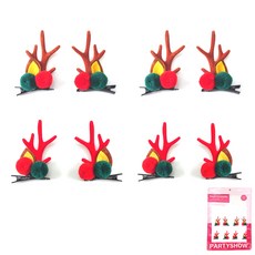 PARTYSHOW 魯道夫髮夾 奢華棕色 2入 + 奢華紅色 2入 組合, 1套, 混合顏色