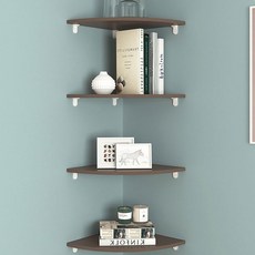 室內裝潢壁掛式轉角收納架, 棕色, 1層