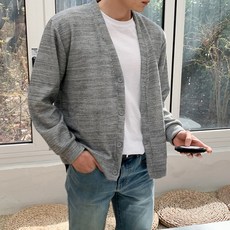 男士素色V領開襟衫 O2019