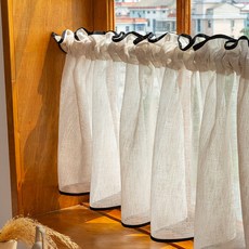 G&Y 氣氛黑邊短窗簾, 米色