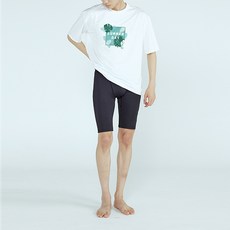 soleil 男款寬鬆版夏季短袖 + 簡約基本款五分水上緊身褲套組