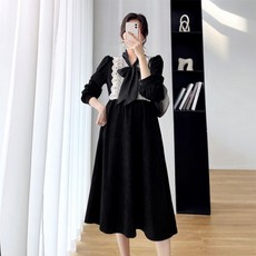 스트랩 레이스 임산부 원피스