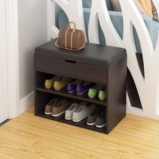 Avenue Goods鞋櫃椅多功能收納椅收納沙發 60cm, 黑色皮革